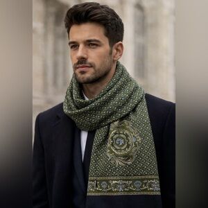 NWT Pavlovo Pasad 100% Wool Scarf, design “Champagne Splashes” Unisex 56x10.25”